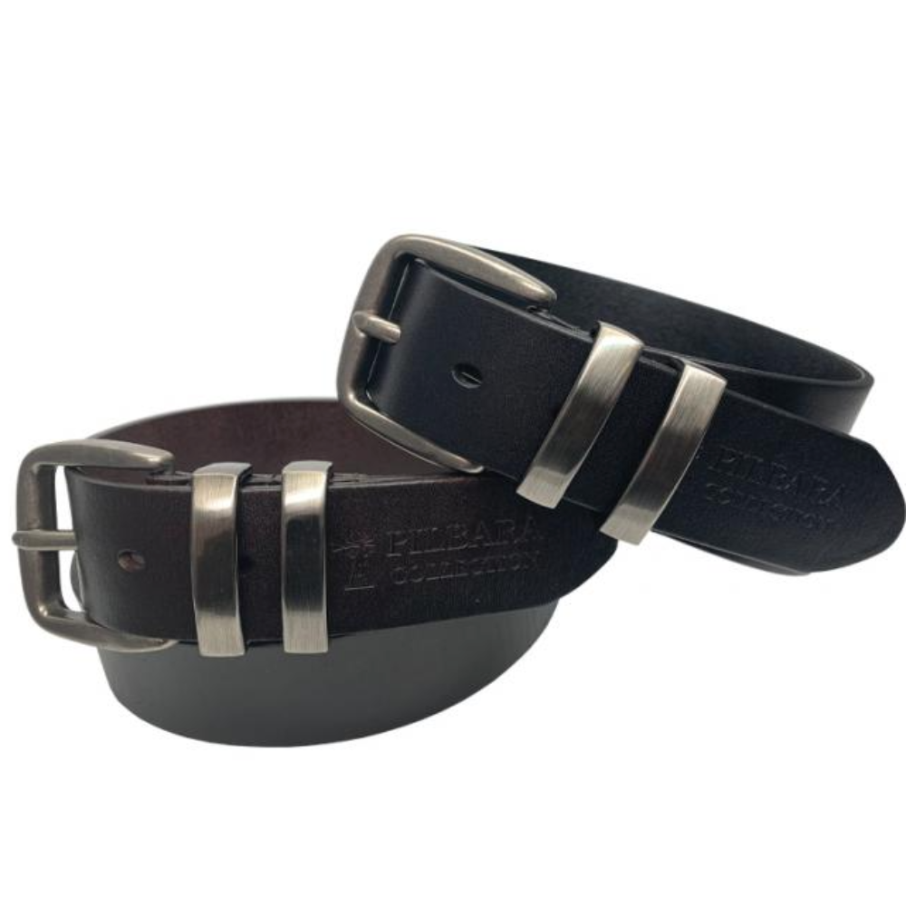 Silver square solid brass buckle (short) - light brown leather belt - 3.5cm  width